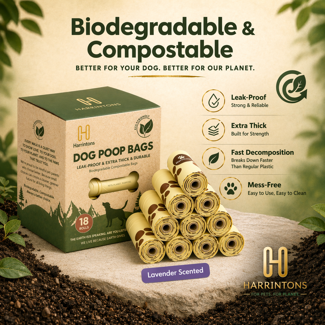 Biodegradable Leak Proof, Extra thick and Scented Dog Poo Bags (270 bags)