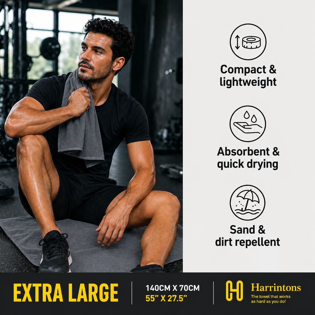 Microfiber Gym Sports Towel- Quick Dry and Super Absorbent